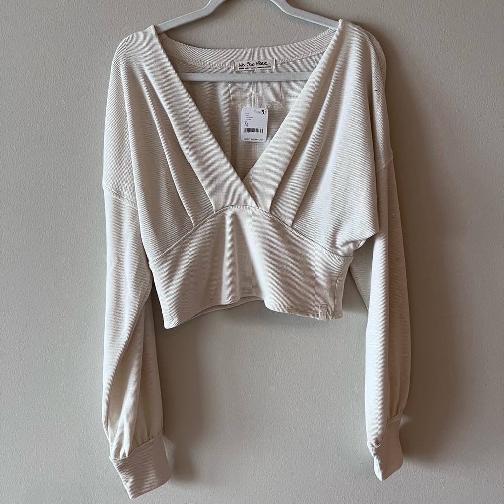 Cream V-Neck Women's Top